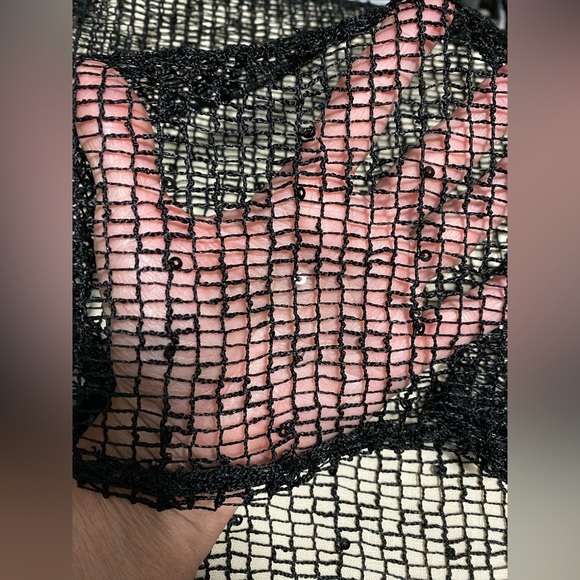 La Blanca by Rod Beattie Sheer Mesh Crochet Swim Cover Up w/ Sequins, Size Large - Picture 4 of 9